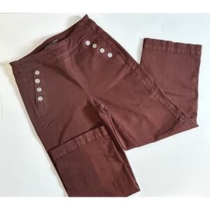 Chicos Wide Leg Ankle Jean Fashion Sable Brown/Rust Sailor Button Size 4R
